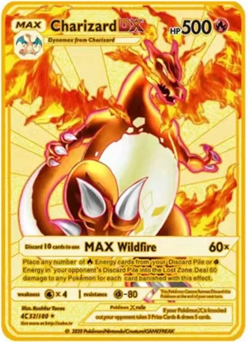 English Version Pokemon Metal Card Anime Figure Pikachu Charizard Mewtwo Battle Trading Game Collection Cards Model Toy Gifts