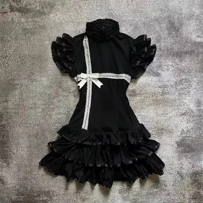 Robe Lolita noire douce d'été Y2k pour femmes, vêtements décontractés, robe japonaise Kawaii, vêtements de soirée, Vintage Chic, vêtements d'extérieur, nouveau