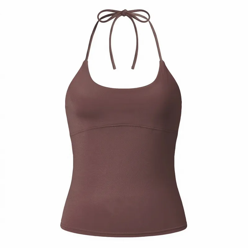 2026 Summer Women Solid Color Basic Vest Tie-up Halter U Neck Sleeveless Slim Fit Tank Tops Trendy Open Back Cami Streetwear — image 11