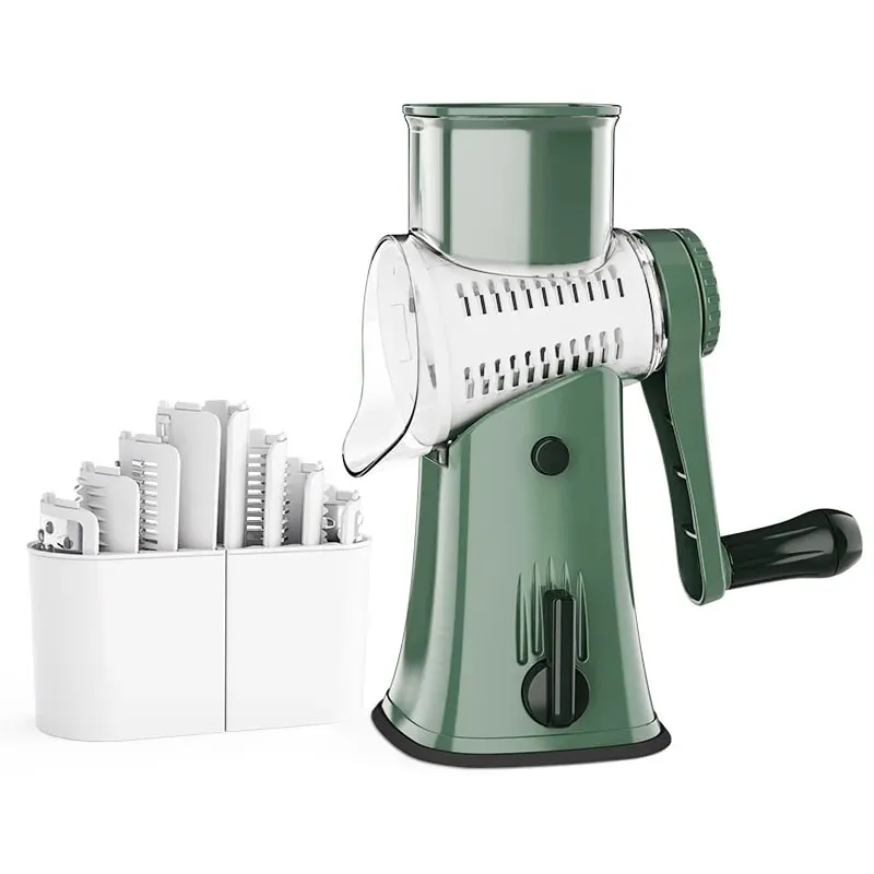 5 in 1 Rotary Cheese Grater Shredder Kitchen Mandoline Vegetable Julienne Slicer Waffle Cutter Nut Chopper JT247