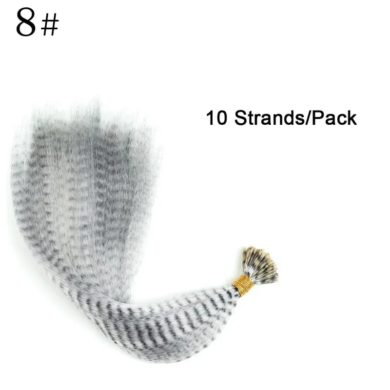 Synthetic Colored I-Tip Faux Feather Hair Extensions 16" 10 Strands/Pack Women's Heat Resistant Fiber Wig Accessories