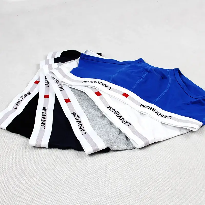 Sous-vêtements pour hommes jeunesse U surélevé taille basse coton quadrilatère pantalon couleur unie grand short pour hommes