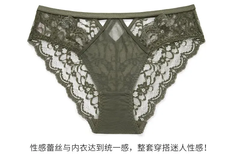 Women's Ultra-Thin Lace Lingerie Set Soft Wire Bra with Push-Up Support Designed to Minimize Bust Appearance and Prevent Sagging