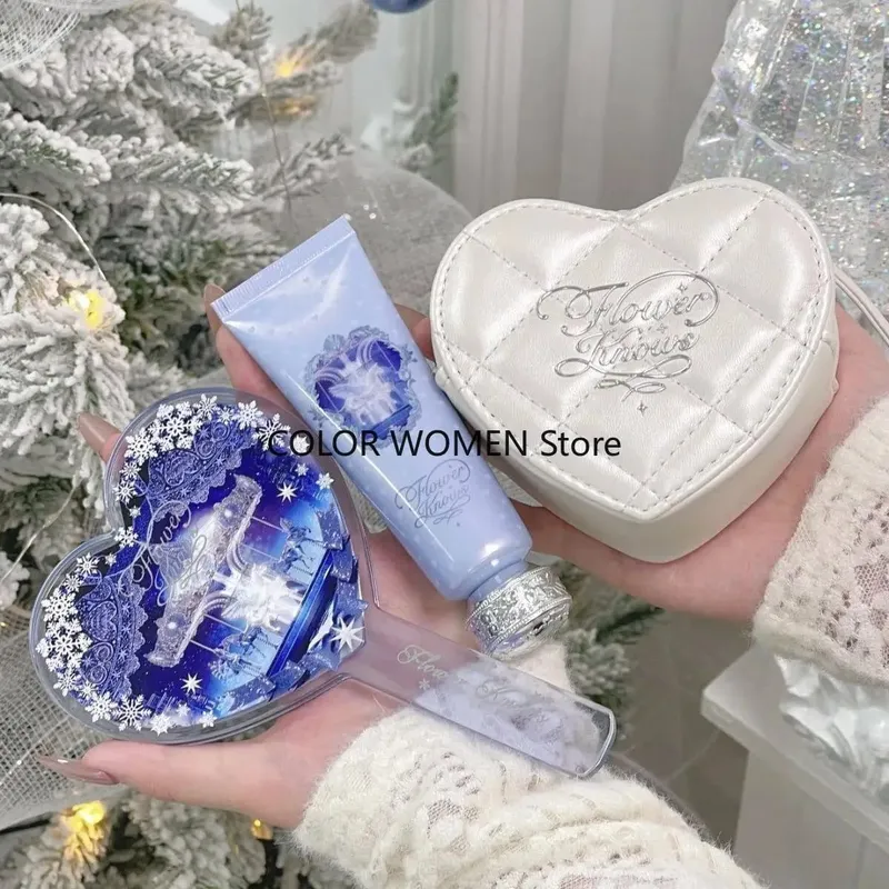 Flower Knows 2025 Christmas-themed handheld mirror heart-shaped bag charm and fragrance hand cream set — image 2