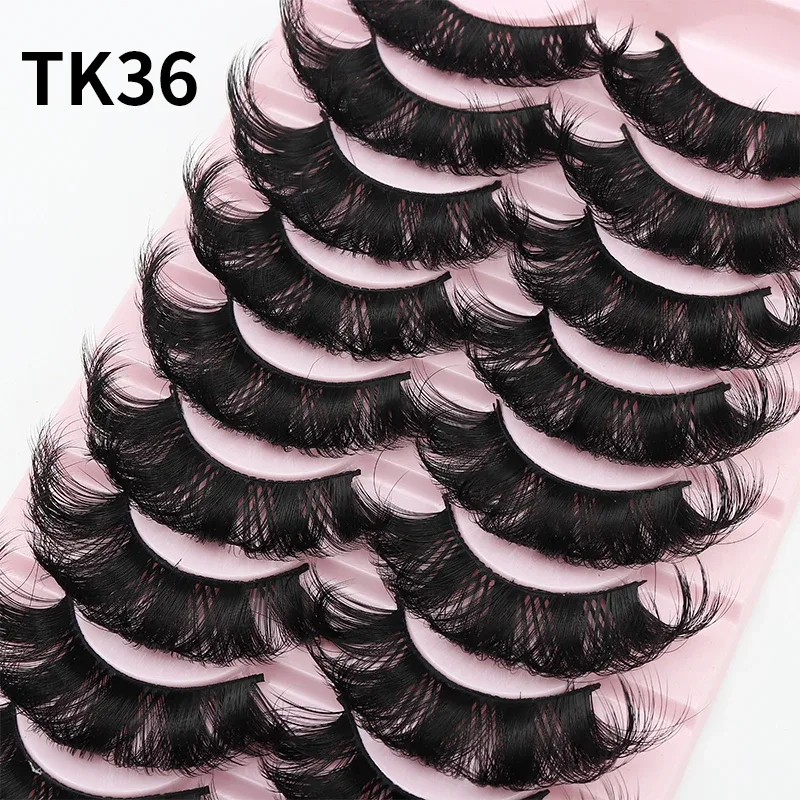 10 Pairs Russian DD Curl Bulk Fluffy Strip Lashes Natural Soft False Eyelashes Reusable Handmade Eye Lashes for Daily&Party