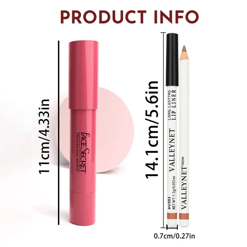 2Pcs Lip ComboLip Liner+Matte Velvet Lipstick Long lasting Waterproof Daily Natural Lip Makeup Cosmetics — image 5