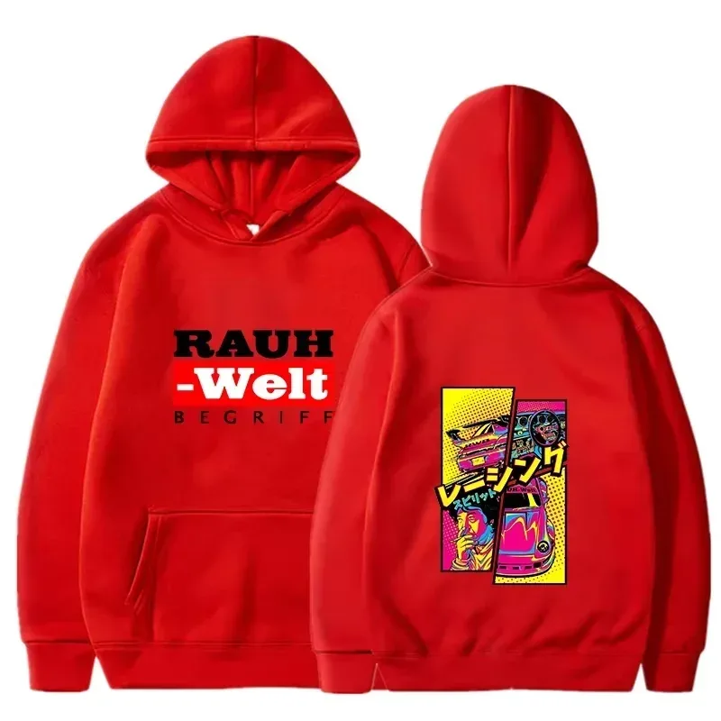 Rauh Welt Hoodie Auto Widebody Tuning JDM Racing Pop Art Comic Ästhetik Schwarz Übergroßes lässiges Sweatshirt Langarm