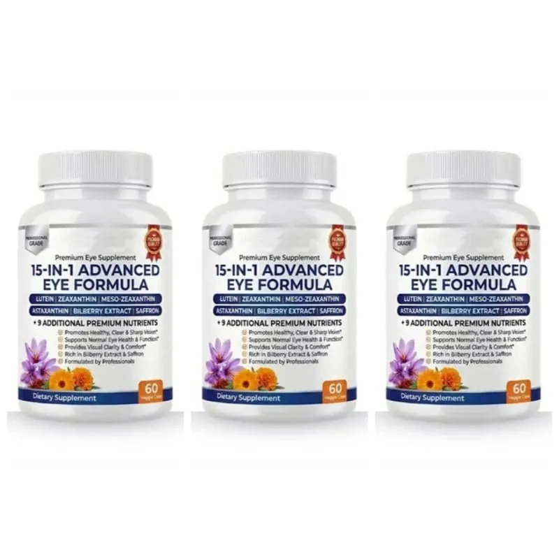 15 in 1 Advanced Eye Health Support Supplement with Lutein Zeaxanthin Astaxanthin – Daily Vision Nutrition Capsules
