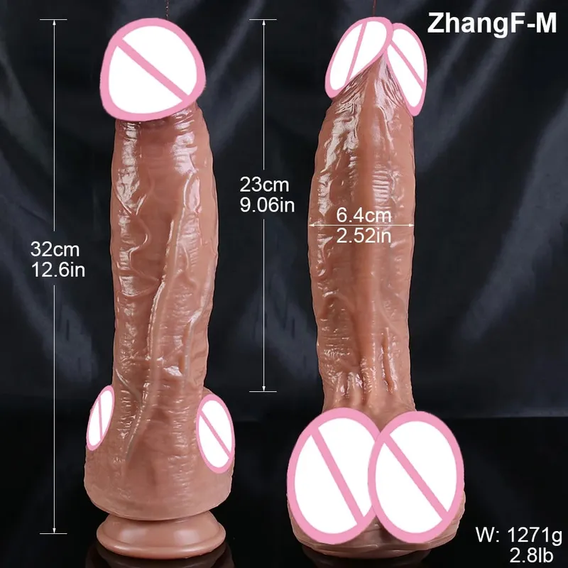 S/M/L Kulit Berasa Realistik Dildo Zakar Lembut Besar Silikon Ganda Mainan Seks Dewasa Dengan Cawan Sedut Dubur Batang untuk Wanita Pelancap