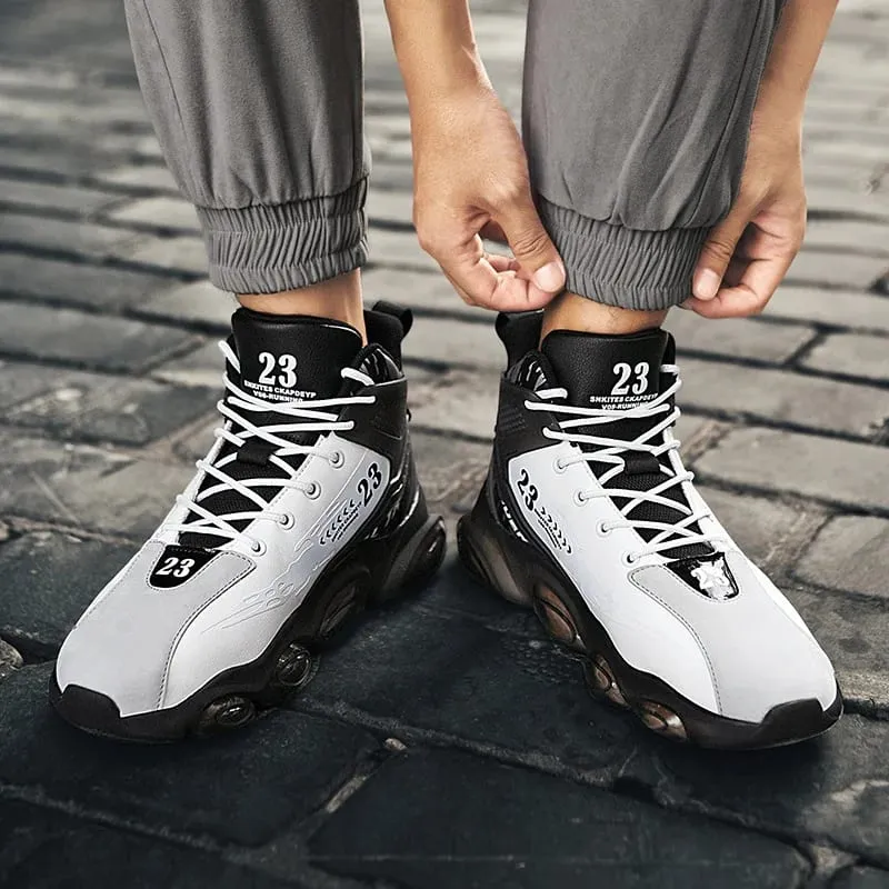 Men's Spring High Quality Trendy Shoes Thick Bottom Strap Basketball New Breathable Shock Absorbed Casual Sneaker Shoes 2025