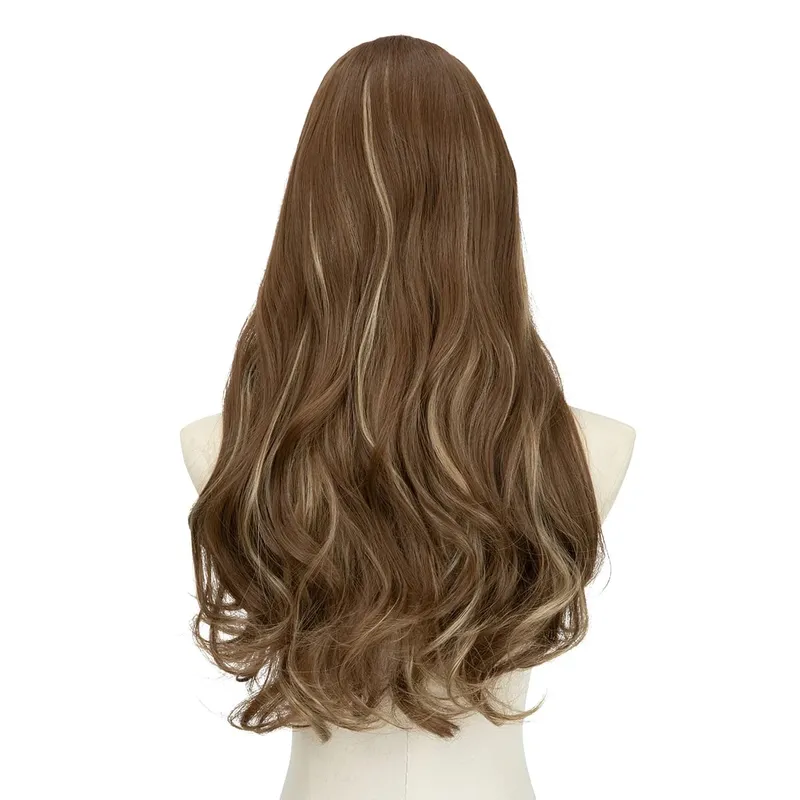 U-Part Synthetic Clip In Hair Extension Long Thick Curly Natural Blonde Flase Hair Hairpieces For Women Heat Resistant — image 22