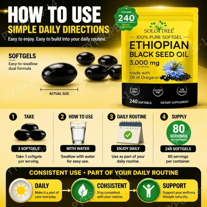 Ethiopian Black Seed Oil Oil softgels s olejem z oregana pro podporu imunity Digestive Comfort 240 softgels