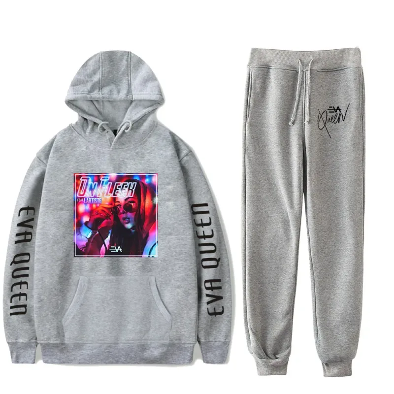 Hip Hop Comfortabel Eva Queen Print Sweatshirt Joggingbroek Pak Hoodies + Broek Pak Jongens/Meisjes 2 Delige Set Kleding