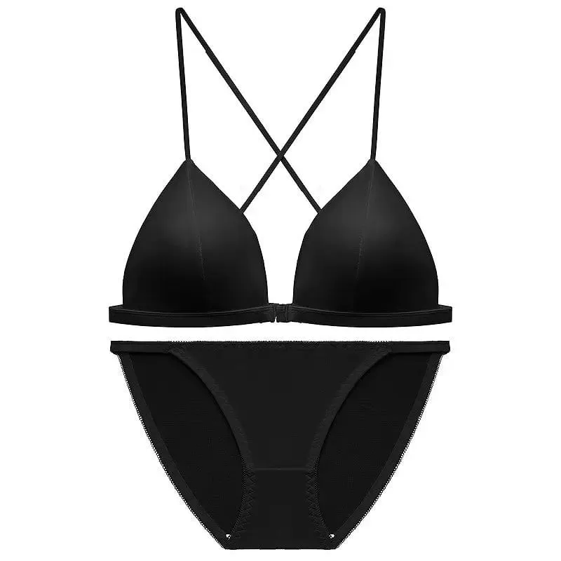 French Style Front Fastening Bra Thin Strap Triangle Cup Leopard Print Sensual Back Design Lightweight Small Bust BANERDANNI — image 2