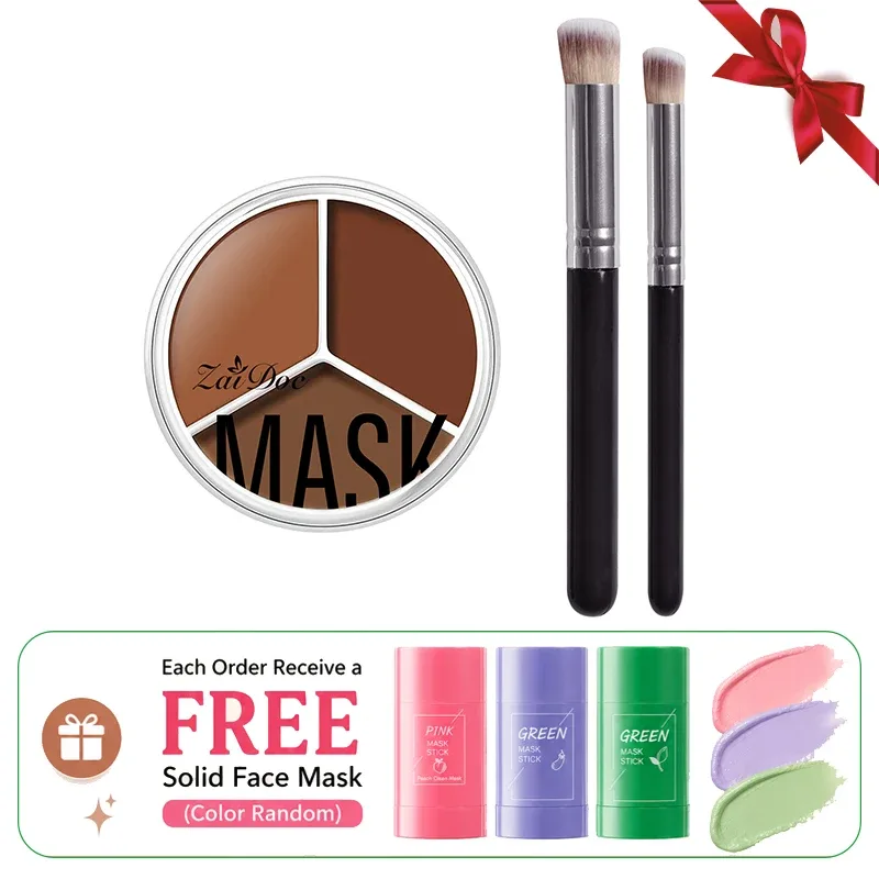 ZaiDoc 3 Colors Concealer Palette Full Coverage Long Lasting Cream Corrector for Acne Dark Circles Eye Bags Natural Makeup 15g Each