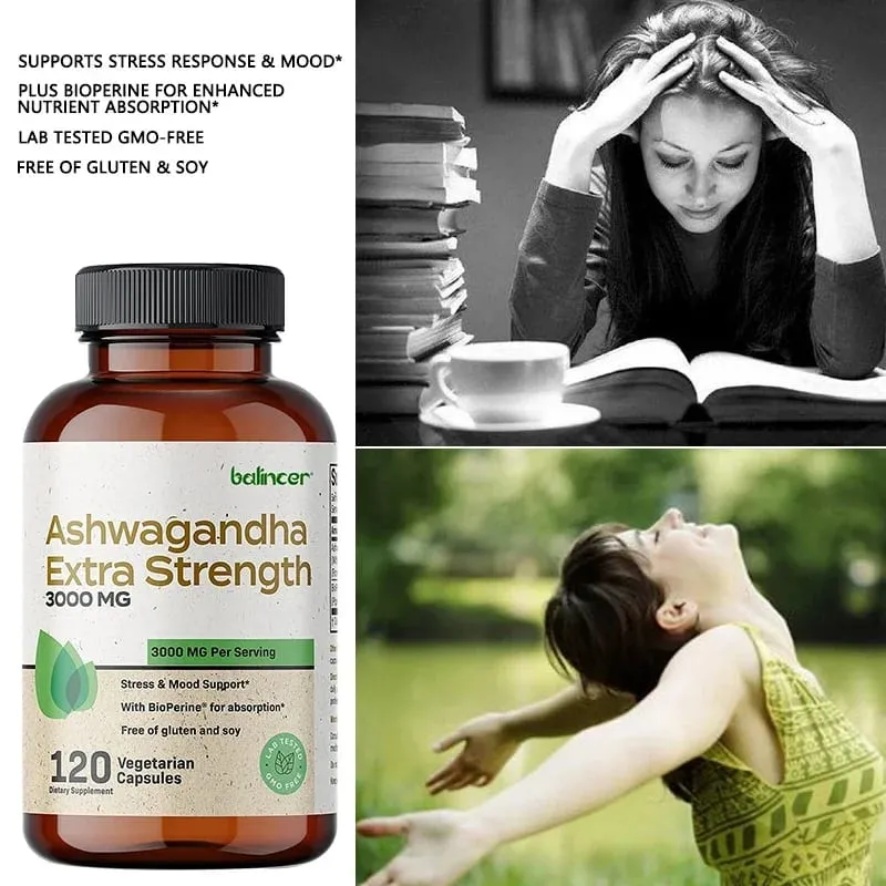 Balincer Ashwagandha Capsules | Ashwagandha Extract Supplement | Boost Energy Relieve Stress Support Mood & Focus