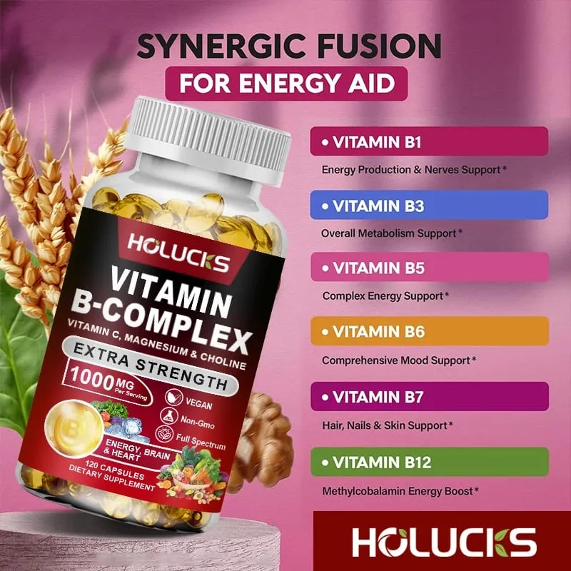 High Absorption B-Complex Capsules with Biotin & Folate Support Mood Balance Immune Skin & Nails Health for Daily Life — image 3