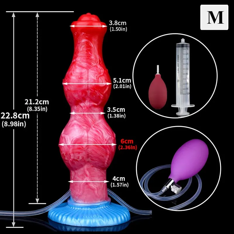 ขนาดใหญ่Knot Squirting-Inflatable Dildo Strong SuckerซิลิโคนInflat Anal Plugเทรนเนอร์เริ่มต้นเพศของเล่นสำหรับผู้หญิงผู้ชาย — image 15