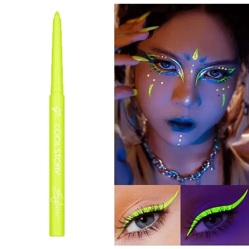 12 Color UV Fluorescent Eyeliner Gel Pen Waterproof Quick Drying Neon Colorful Eyeliner White Blue Purple Music Party Eye Makeup — image 8