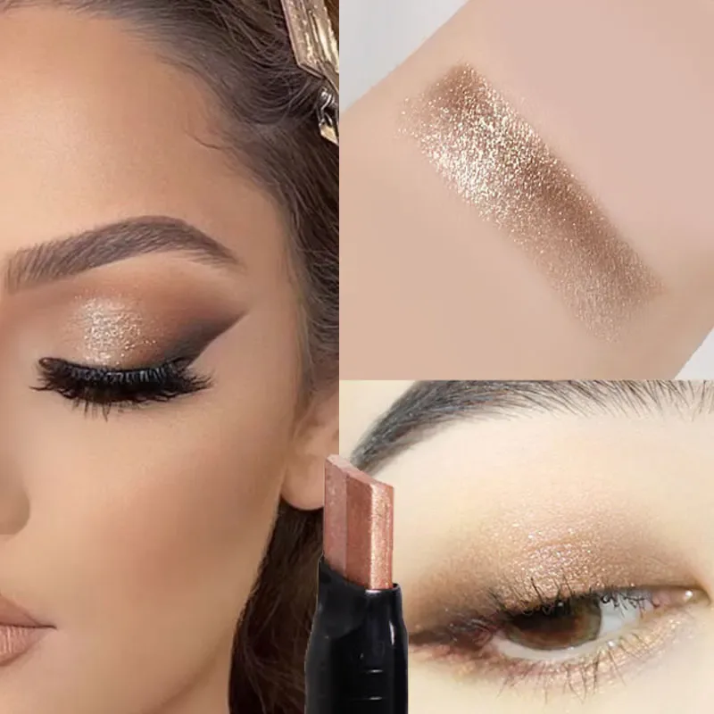 Glitter Double Color Gradient Eyeshadow Stick Pencil Two Tone Shimmer Metallic Lazy Eye Shadow Pen Waterproof 2 in 1 Eye Makeup — image 10