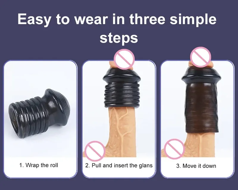 Reusable Penis Sleeve Glans Penis Enlarger Extender Delay Ejaculation Anal Butt Plug Adult Sex Toys For Men Couples Sexshop