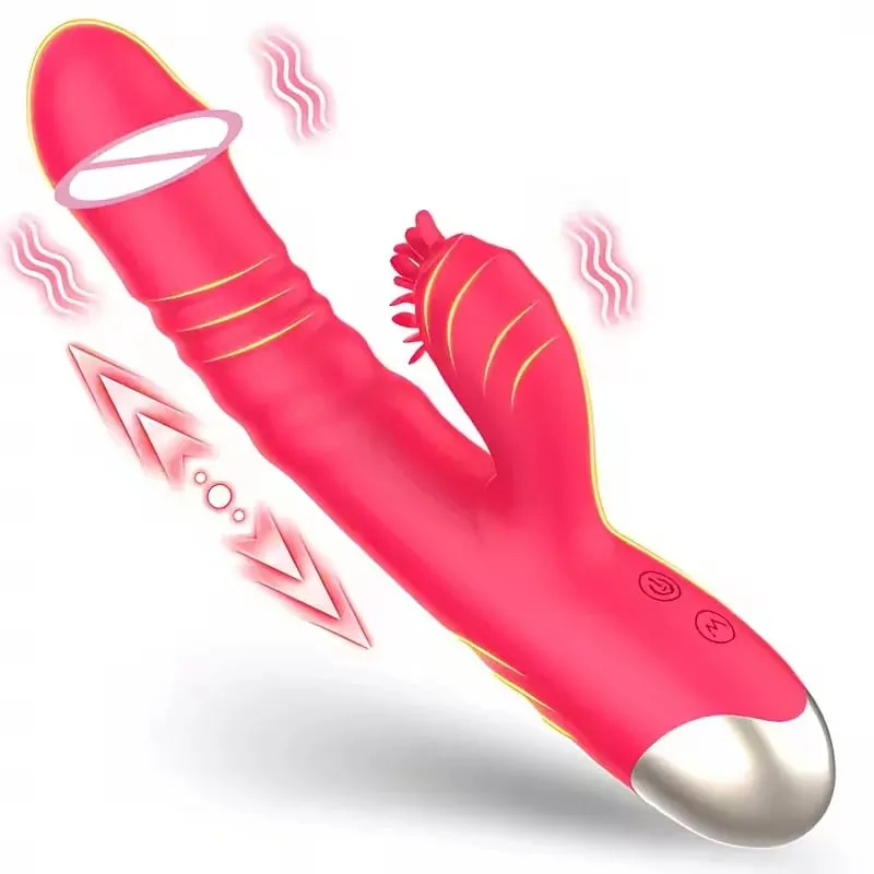 3-IN-1 Rabbit Vibrator for Women Powerful Tapping Flapping Vibrator Clitoral Stimulator Massager Female G-Spot Finger Dildo Sex