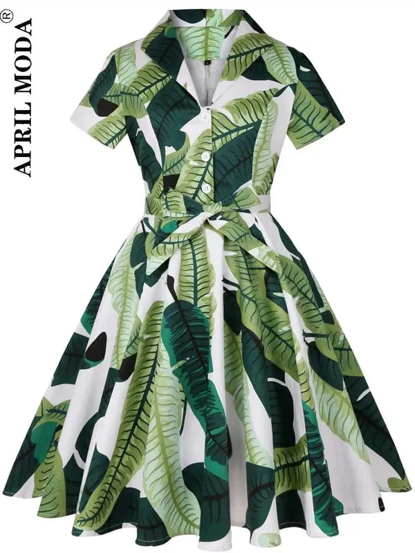 2026 Robe De Cocktail Pinup Rockabilly Dress Midi Cotton Tunic Jurken Causal Vintage 60s 1950s Big Swing Summer Party Sundress