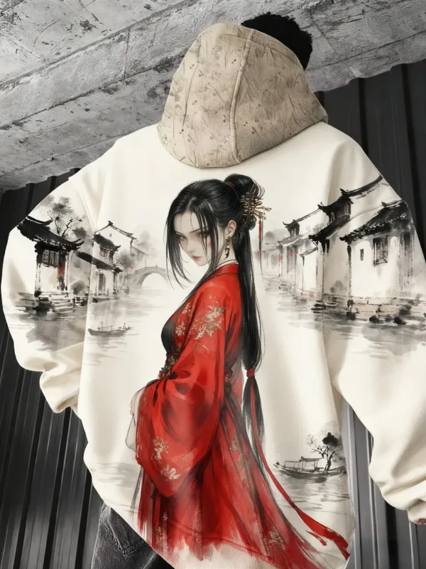 2026 Hot Anime meisje terug patroon Sweatshirt Casual Lange Mouw Capuchon 3D Afdrukken Top Fashion Oversized heren Hoodies