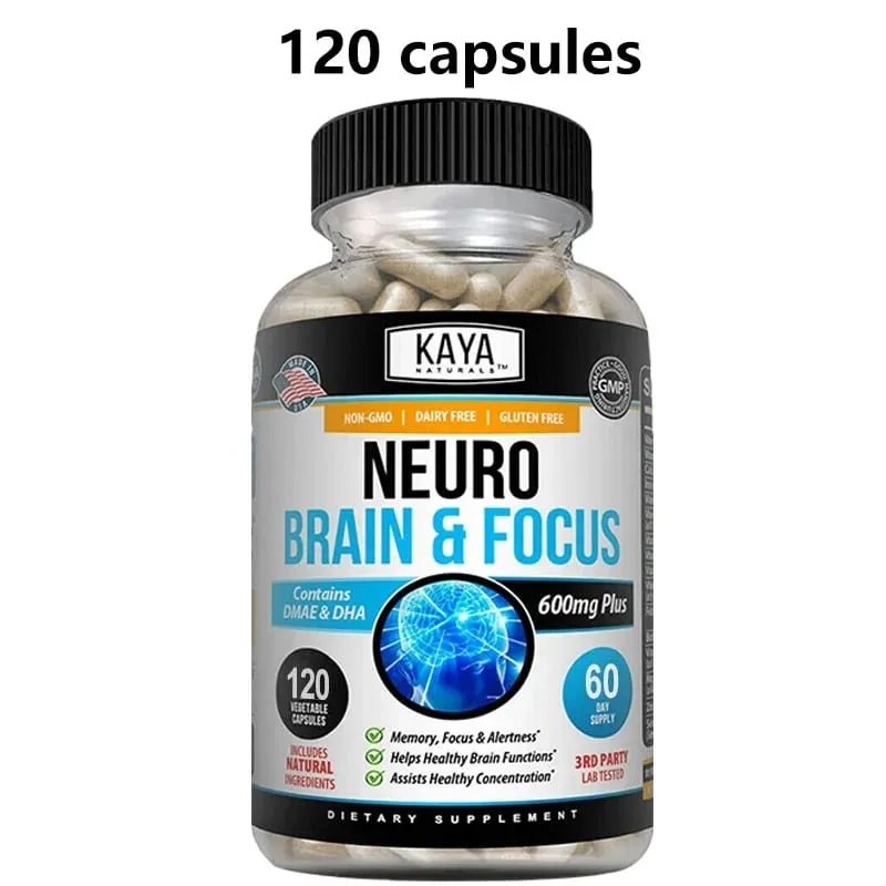 Nootropic Brain Booster Capsules - Vitaminer Minneskoncentration Klarhet & kognitiv prestationsstöd Stresslindring — image 8