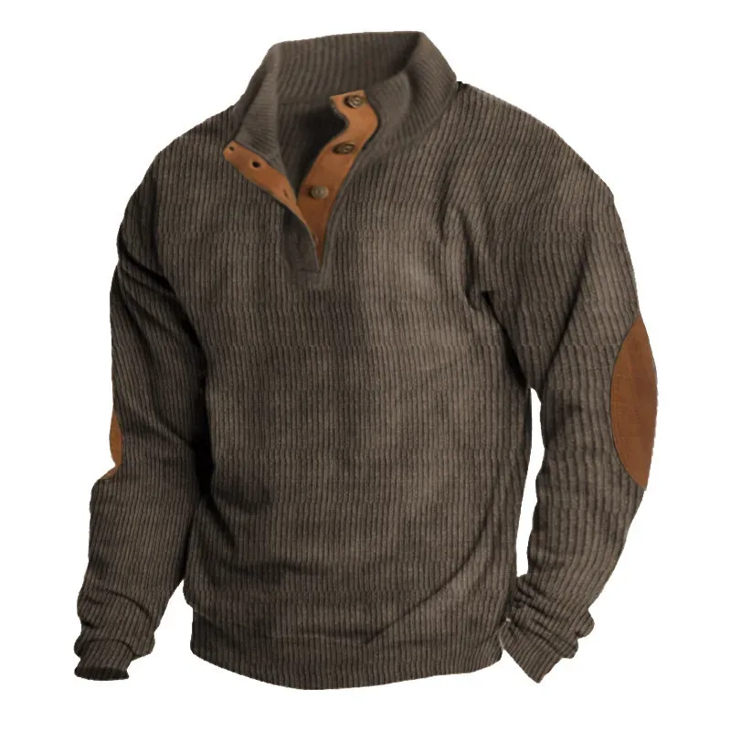 Men's Cargo Sweatshirt American Splicing Patch Pullover Men's Outdoor Jacket Corduroy Casual Long Sleeve Sweatshirt — image 7