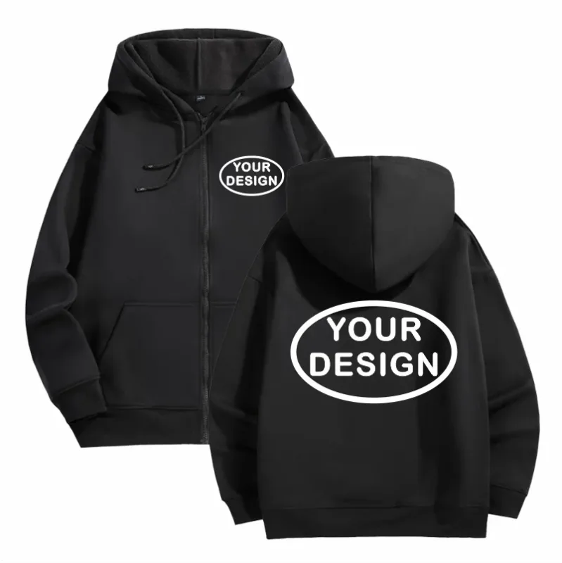 Customize Your Logo Zipper Sweatshirt For Men And Women Loose Casual Fashionable Long Sleeved Sportswear Personalized Embroidery — image 3