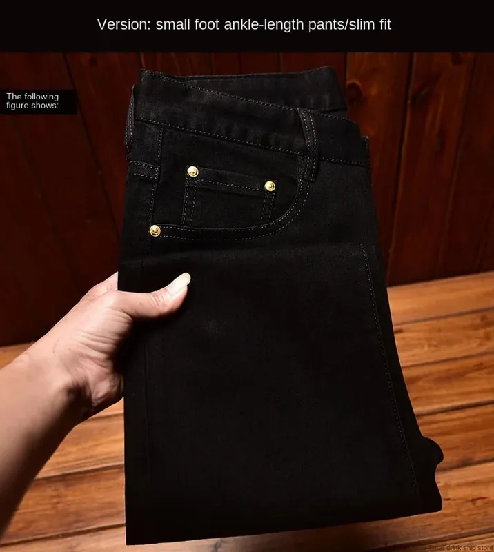 2024 New Light Luxury and Simplicity Black Jeans Men's Fashionable All-Match Straight Slim Fit Casual Trend Skinny Stretch Trous — image 8