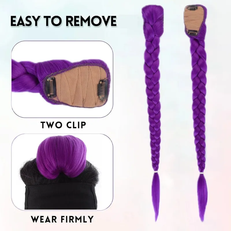 26Inch Synthetic BB clip Braids Hair Extensions Purple Hair For Box Braid For Women Halloween Christmas New Year Carnival Music