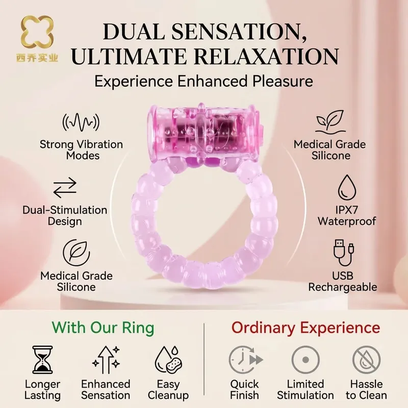 Lasting Cock Rings Vibrator Delay Premature Ejaculation Lock Fine Sex Toys Product For Men Dildo Extender Beads Adult Massage