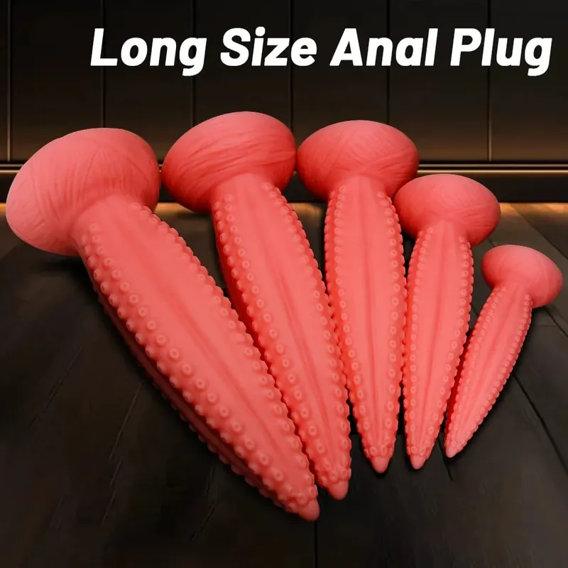 5 Sizes Big Anal Dildos Soft Silicone Long Butt Plug Monster Dildo Huge Pink Tentacle Dildo Masturbate Sex Toys for Women Men