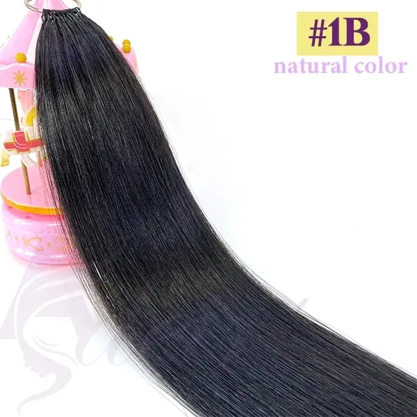 New Double-line Feather Hair Extensions Natural Real Human Hair Microring Hair Extensions Brown Blonde Color Straight