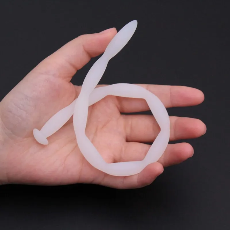 Manyjoy 8 Sizes White Wave Shape Silicone Urethral Dilator Male Masturbation Blockage Stimulator Catheter Adult Sex Toys for Men