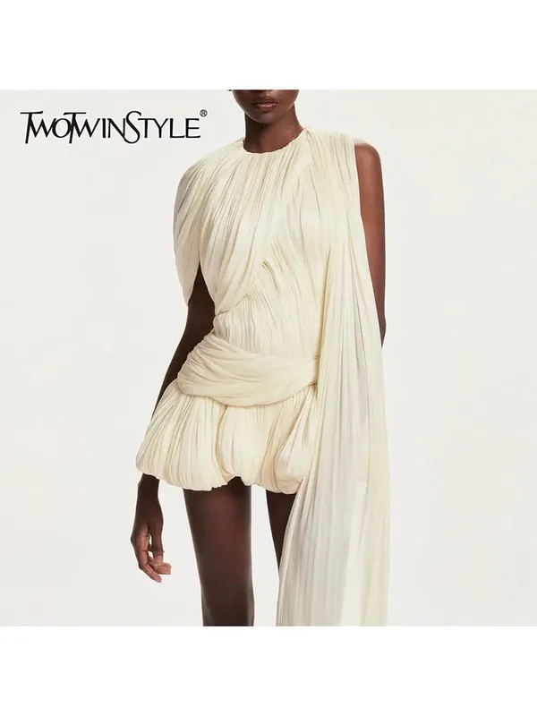 Sólido emendado malha mini vestidos para mulheres o pescoço sem mangas cintura alta temperamento mini vestido feminino moda nova