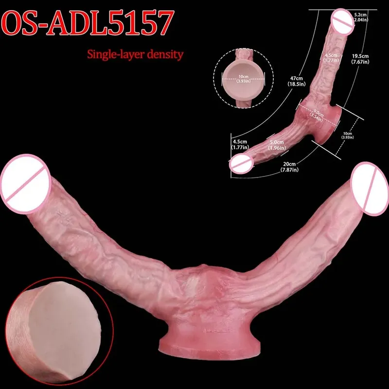 47cm realistická dlouhá dilda s dvojitou hlavou anální vaginální stimulátor Sexuální hračka s přísavkou pro lesbické páry Gay Muži Nástroje pro dospělé
