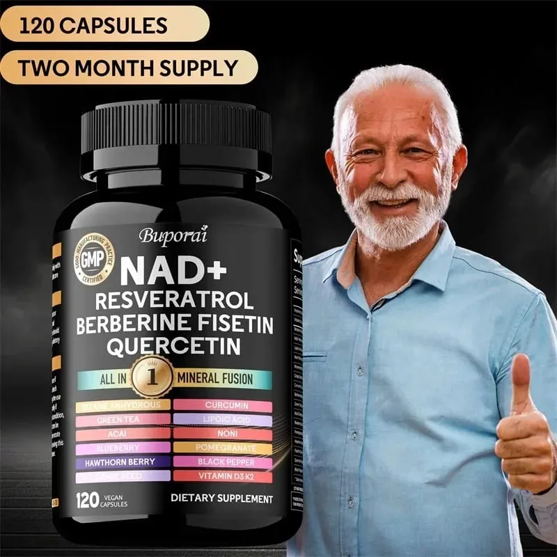 NAD Resveratrol Berberine - Supports Healthy Aging Promotes Cardiovascular Health & Cell Health Improve Endurance