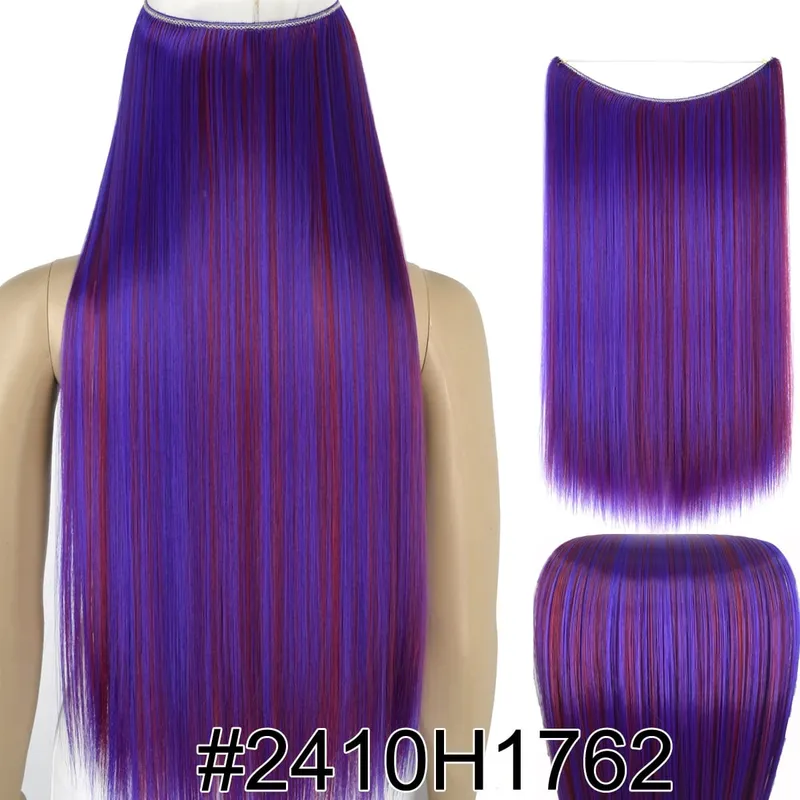Synthetic Heat Resistant Hair Silky Straight Elasticity Invisible Wire Hair Extensions 8006