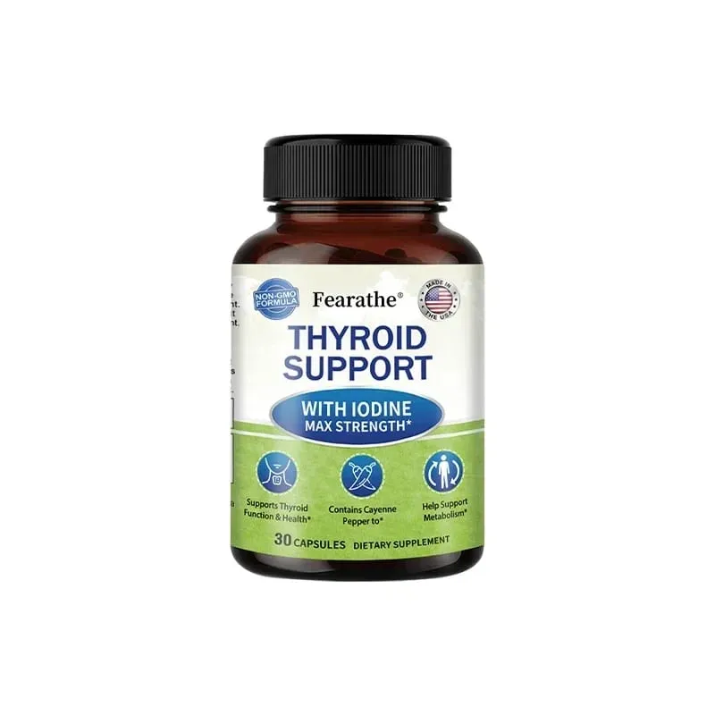 Maximum Strength Iodine Capsules - Thyroid Support Supplement Helps Metabolism For Thyroid Function and Health