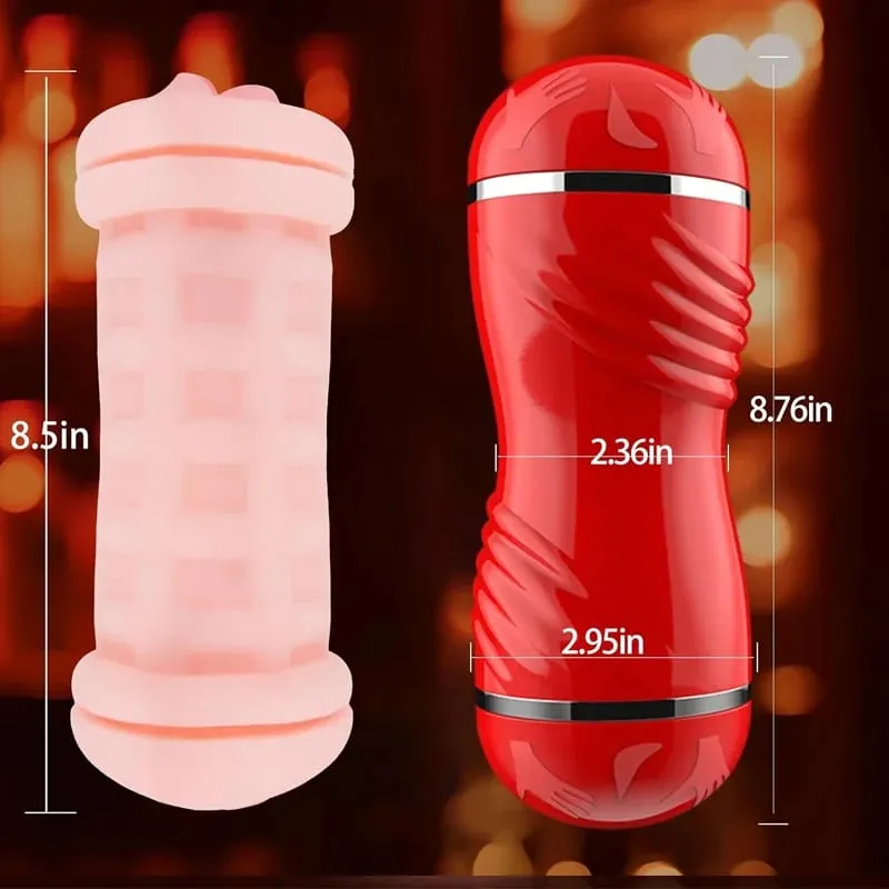 2 IN 1 Realistico Artificiale Della Vagina per Gli Uomini Tazza del Masturbatore Gola Profonda Pompino Massaggiatore Figa Tascabile Pene Erotico Giocattoli Del Sesso Per Adulti