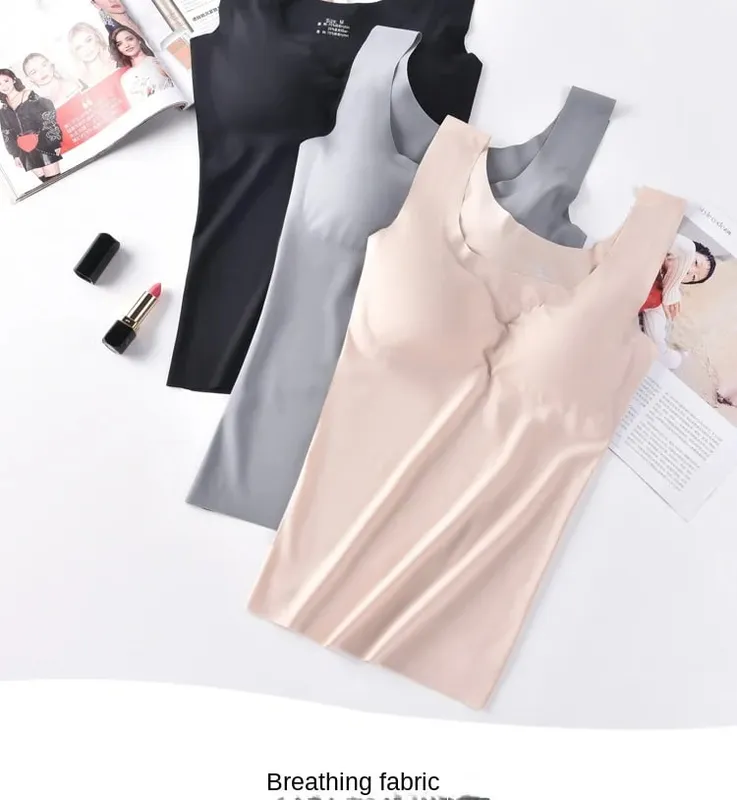 Ice Silk Tank Top Wireless Padded Lingerie Push Up Seamless Padded Vest Crop Top Tee Camisole Feminino Sleep Cami Soutien Gorge