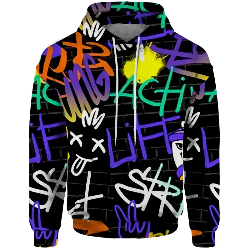 Graffiti Trendy Sweatshirt 3D Graphics Pattern Sweatshirt Male Clothes New In Hoodies & Sweatshirts Man Hoodie Men Clothing — image 4