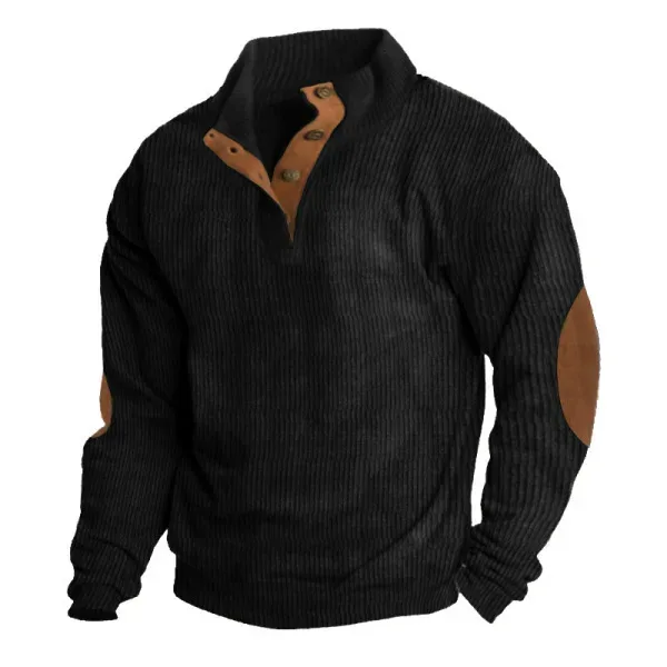 Men's Cargo Sweatshirt American Splicing Patch Pullover Men's Outdoor Jacket Corduroy Casual Long Sleeve Sweatshirt — image 1