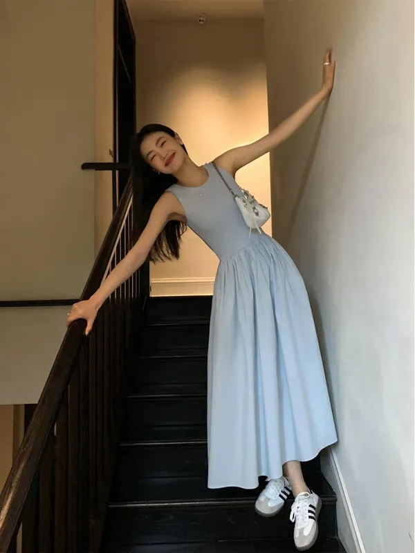 Casual Fashion Slim Clothes Lady Spring Summer Vestido Y2K Women Chic A-Line Midi Dresses Female Bodycon Elegant Black White — image 2