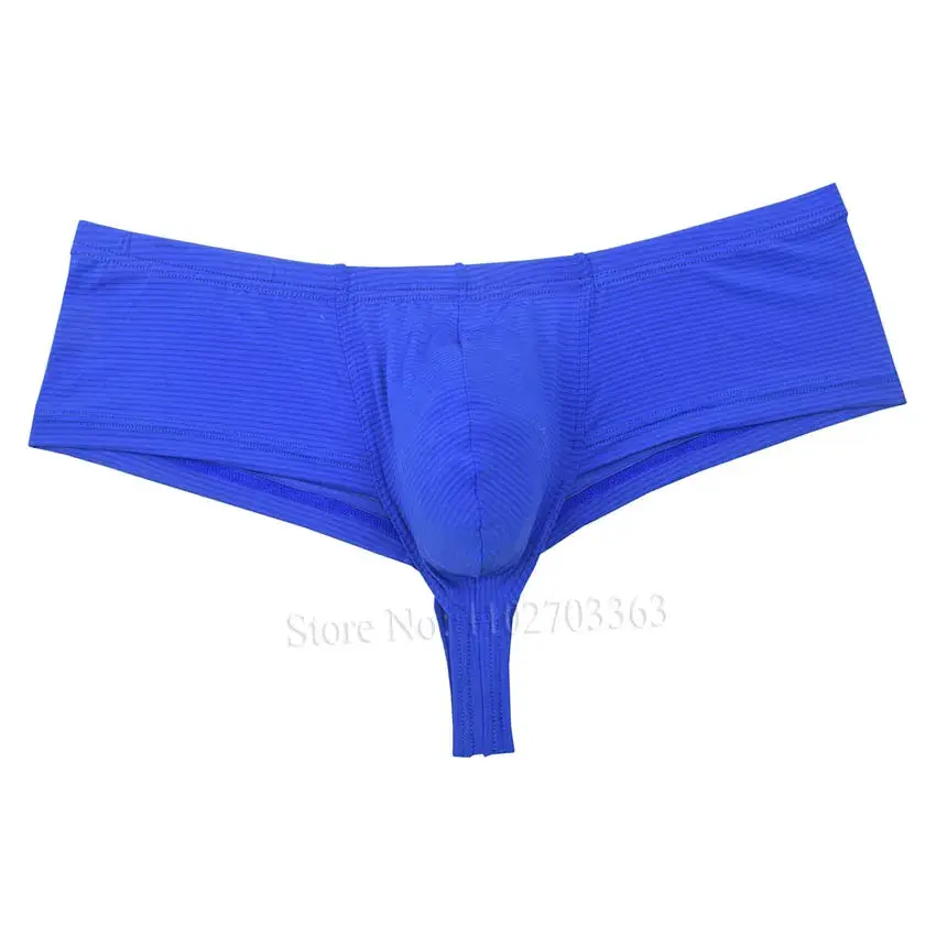 Cheeky Men's Solid Bikini Briefs Ice Silk Micro Boxer Underwear Male Slip Hipster Trunks Bulge Pouch Beach Shorts Underpant Soft