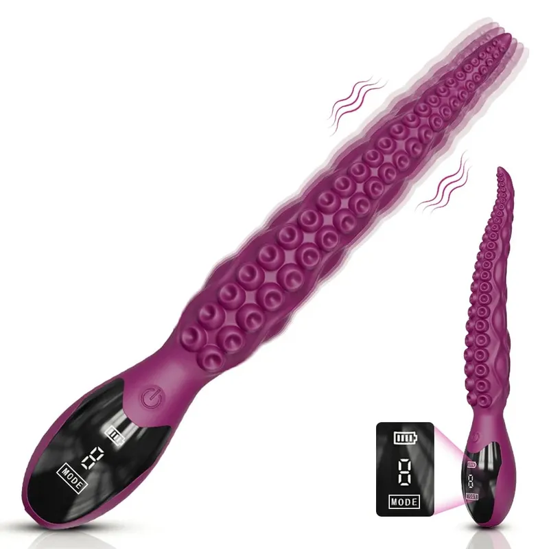 Vibrating Realistic G-Spot Dildos - LED Display Octopus Tentacle Clitoral Vibrator 10.7" Silicone Dildo Adult Sex Toys for Women