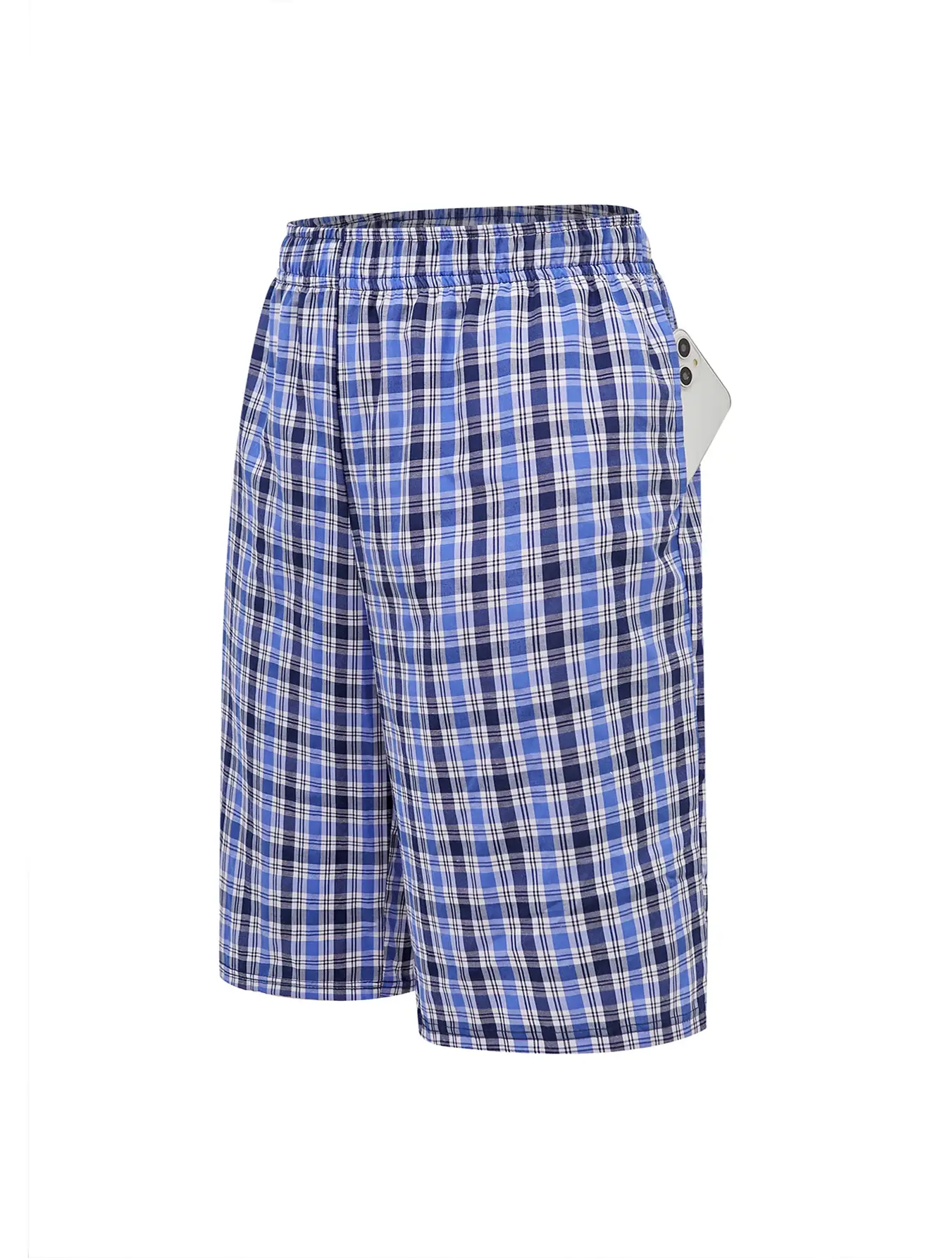 Calça longa de praia masculina, calça de canto plano, casual, xadrez, cintura elástica, confortável, casa, casual, dormir, juventude, calças de boxe